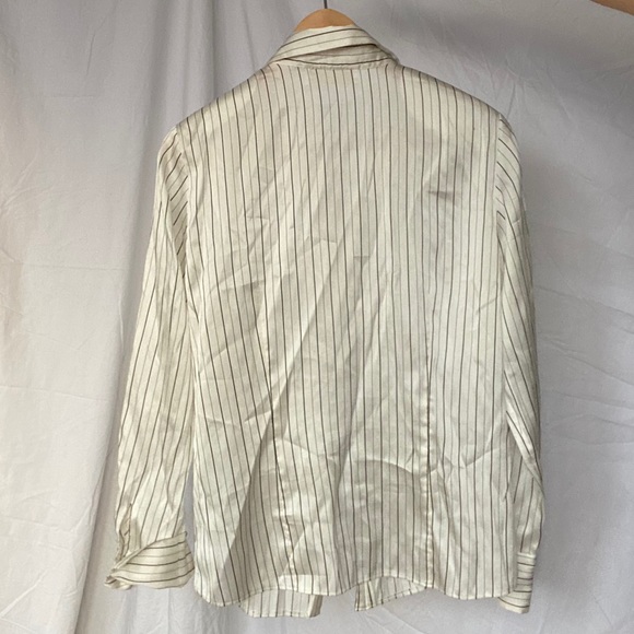Black and white silk striped blouse French vintage - Picture 10 of 14